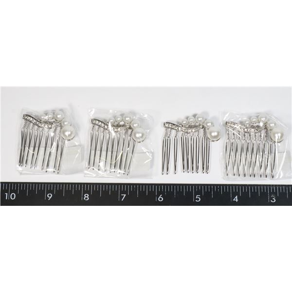 4 NEW DAINTY RHINESTONE AND FAUX PEARL HAIR COMBS