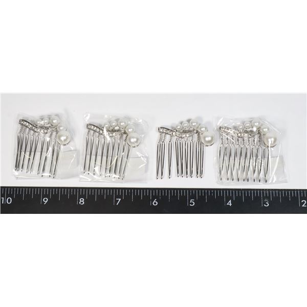 4 NEW DAINTY RHINESTONE AND FAUX PEARL HAIR COMBS