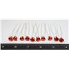 ORANGE/RED RHINESTONE FLOWER HAIR PINS WEDDING