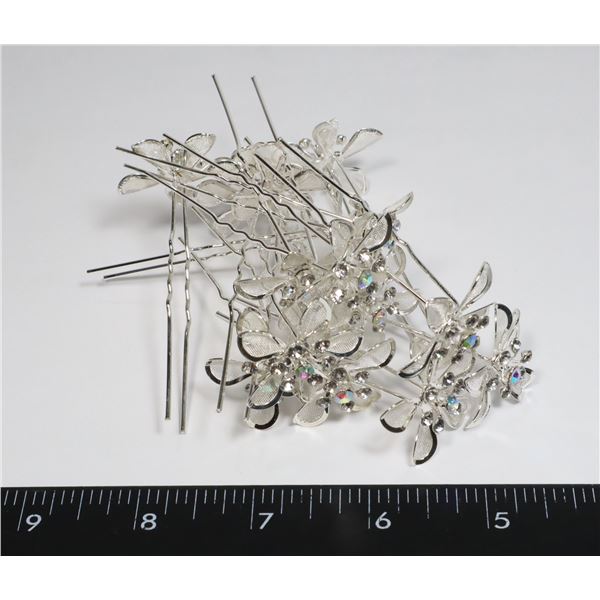 NEW MESH CRYSTAL PELO FLOWER HAIR PINS. WEDDING