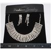 NEW SILVER TONE RHINESTONE CHOKER WITH STUD