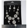 NEW SILVER TONE LARGE FLOWER DESIGN RHINESTONE