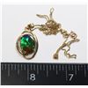 Image 1 : 14K GOLD AMMOLITE PENDANT AND CHAIN.