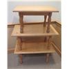 Image 1 : Qty 3 Separate Stackable Wooden Tables: 31"x17"x15"H & 25"x17"x15"