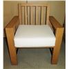 Image 1 : Wooden Framed Armchair w/ White Seat Cushion 25"x18"x29"H