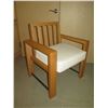 Image 2 : Wooden Framed Armchair w/ White Seat Cushion 25"x18"x29"H