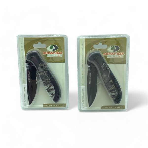 Mossy Oak Field Staff Folding 3 1/2  Serrated Blade Pocket Knife X 2