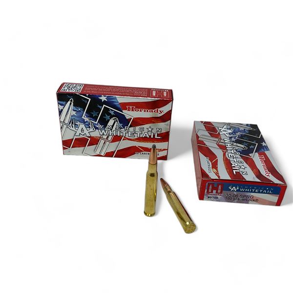 Hornady American Whitetail 30-06 SPRG 150 Grain Interlock Ammunition, 40 Rounds