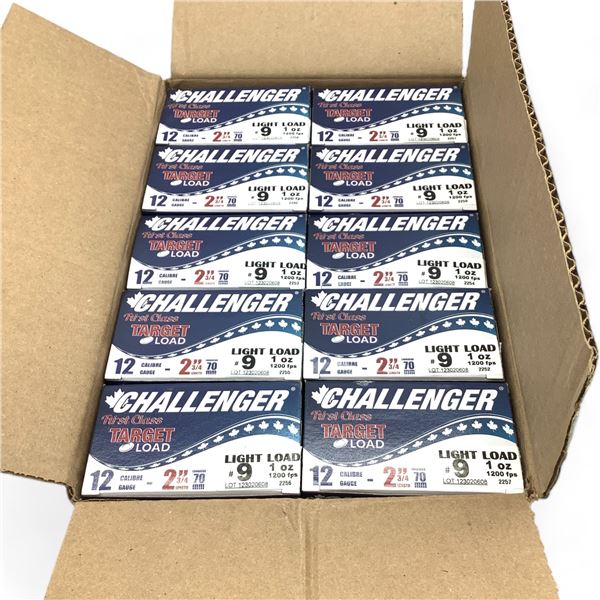 Challenger Light Target Load 12 Ga 2 3/4" #9 Ammunition, Case of 250 Rounds