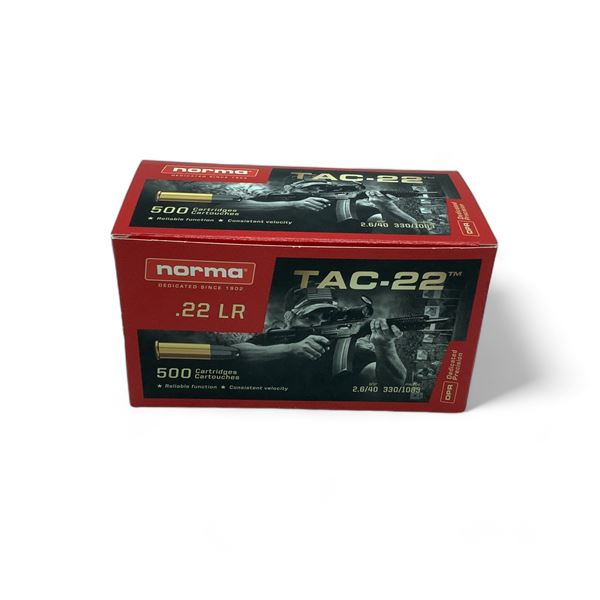 Norma Dedicated Precision TAC-22 22 LR 40 Grain Ammunition, 500 Rounds