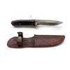 Image 1 : 4" Fixed Blade Hunting Knife Wood Handle With Leather Sheath