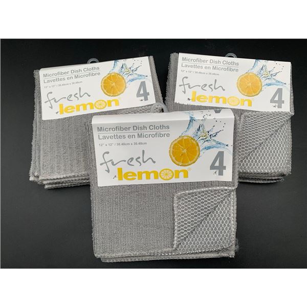 Fresh Lemon Microfibre Dish Cloths (3 x 4)
