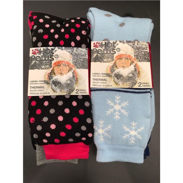 Hot Paws Ladies Thermal Acrylic Blend Socks (2 x 4) Size 6-10