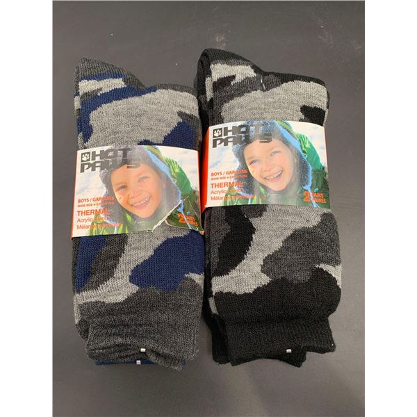 Hot Paws Boy's Thermal Acrylic Blend Socks (2 x 4) Size 4-7