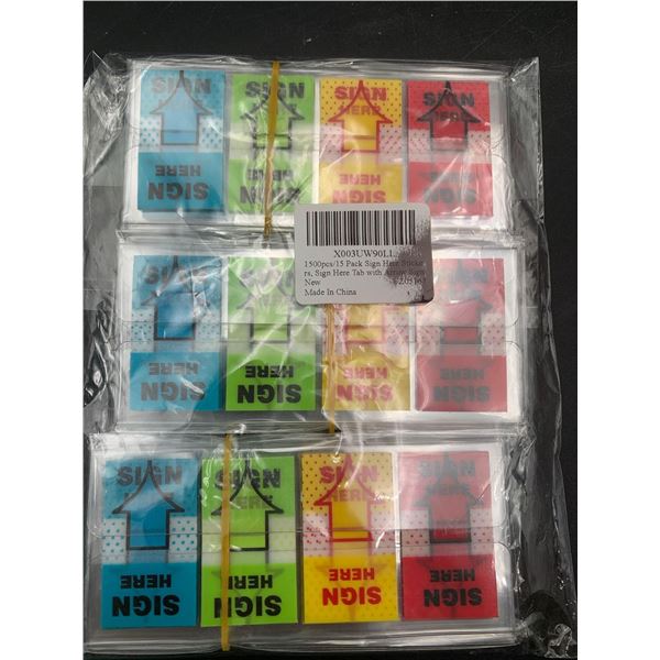 1500pcs 15 Pack Sign Here Stickers with Arrows