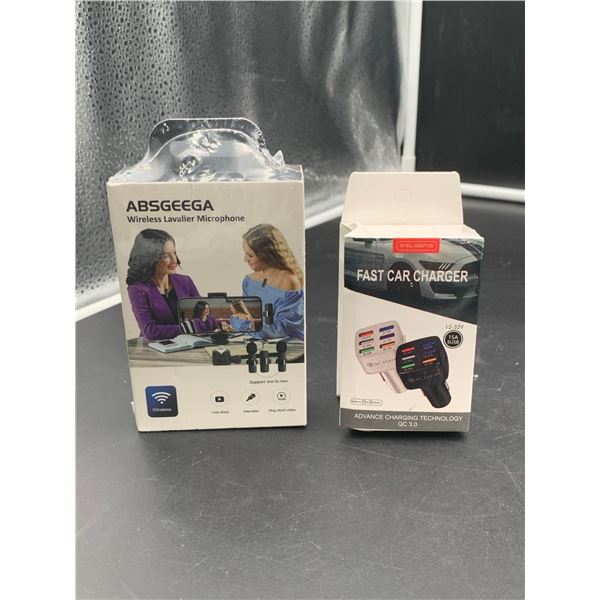 Absgeega Wireless Lavalier Mircophone and Fast Car Charger