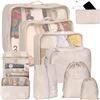Image 1 : kingdalux Packing Cubes for Suitcases 9 Set, Compression Storage Travel Luggage Organizers, with Toi
