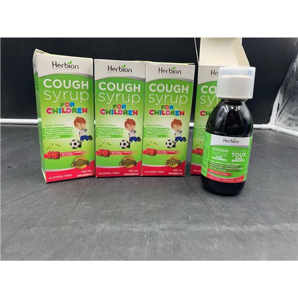 Herbion Naturals Cough Syrup for Children (4 x 150ml) Alcohol Free Natural Cherry Flavour