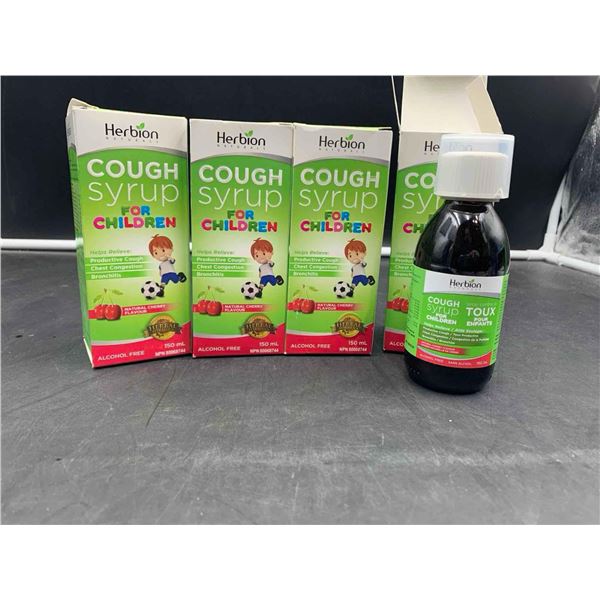 Herbion Naturals Cough Syrup for Children (4 x 150ml) Alcohol Free Natural Cherry Flavour