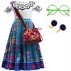 Image 1 : LZH Encanto Mirabel Costume Dress For Girls Cosplay Isabela Madrigal Princess Halloween Dress Up Wit