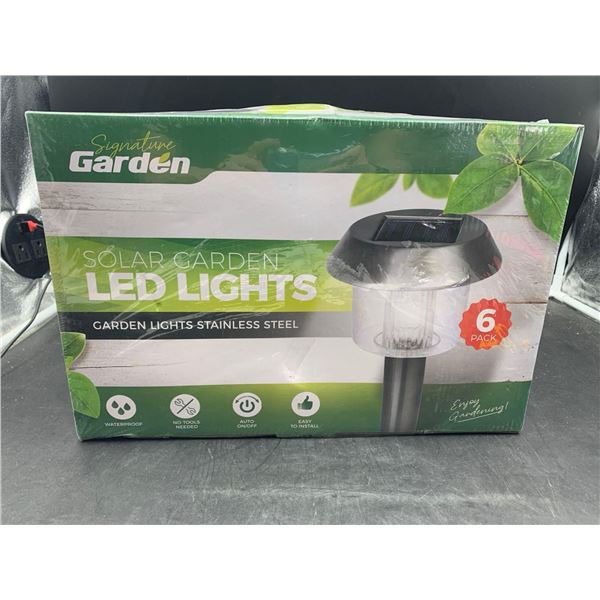 Signature Garden Solar Garden LED Lights-Stainless Steel (6ct)