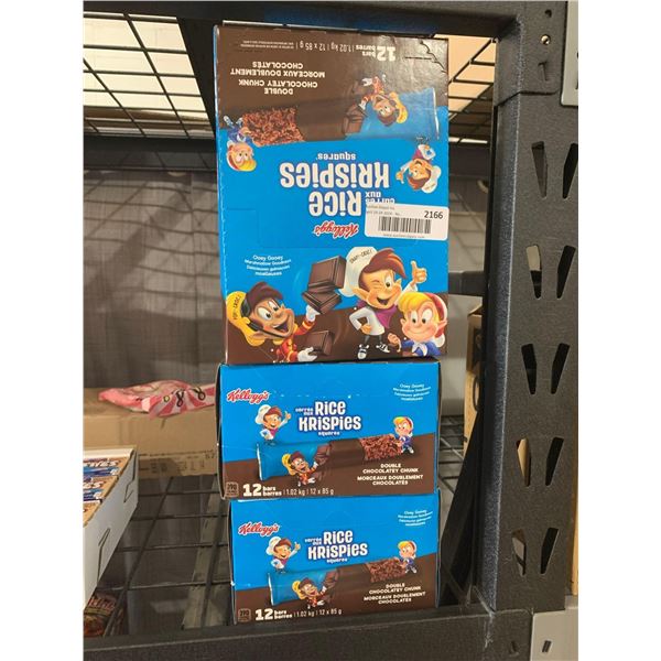 CASE LOT - Kellogg's Rice Krispies Double Chocolatey Chunk Bars 3X(12 x 85g)