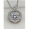 Image 2 : 1.00 CT GRA CERTIFIED MOISSANITE VVS D CENTER THAT IS FLOATING IN CENTER OF ROUND HALO WITH 24 ROUND