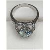 Image 2 : Round Moissanite Heart Cut Solitaire .925 Silver Ring with Appraisal $1675.00