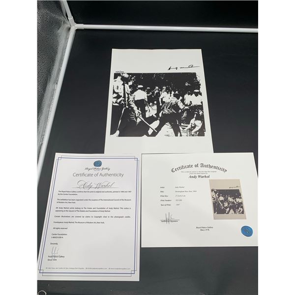 Andy Warhol Birmingham race riots limited edition print 052/200 1987 issued by the royal palace gall