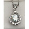 Image 3 : 1.00 CT MOISSANITE CENTER WITH 21 CUBIC ZIRCONIUM SET IN A TEAR DROP HALO WITH 11 IN THE BALE THE CZ