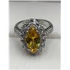 Image 3 : Hamptons Style 2.0 carat Yellow Topaz Marquis Cut Solitaire Cluster Top Dress Ring