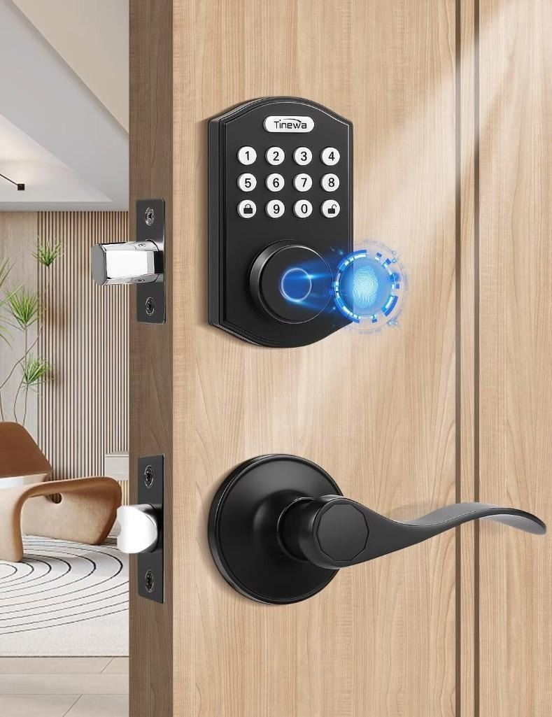 Wave Lock Key Keyless Entry Door Lock with Wave Lever Handles, Electronic Deadbolt ...