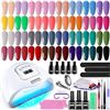 Image 1 : 35 PCS Gel Nail Polish Kit with UV Light include 32 Colors Gel Polish Nail Kit Soak Off Base Coat No