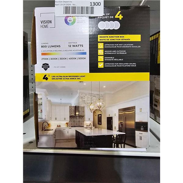 Vision Home 4" LED Ultr-Slim Recessed Light Pack of 4