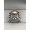 Image 1 : Natural Creamy Pearl 3.85 Carat in size solitaire cluster .925 ring with appraisal $685.00