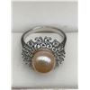 Image 2 : Natural Creamy Pearl 3.85 Carat in size solitaire cluster .925 ring with appraisal $685.00