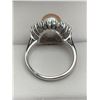Image 3 : Natural Creamy Pearl 3.85 Carat in size solitaire cluster .925 ring with appraisal $685.00