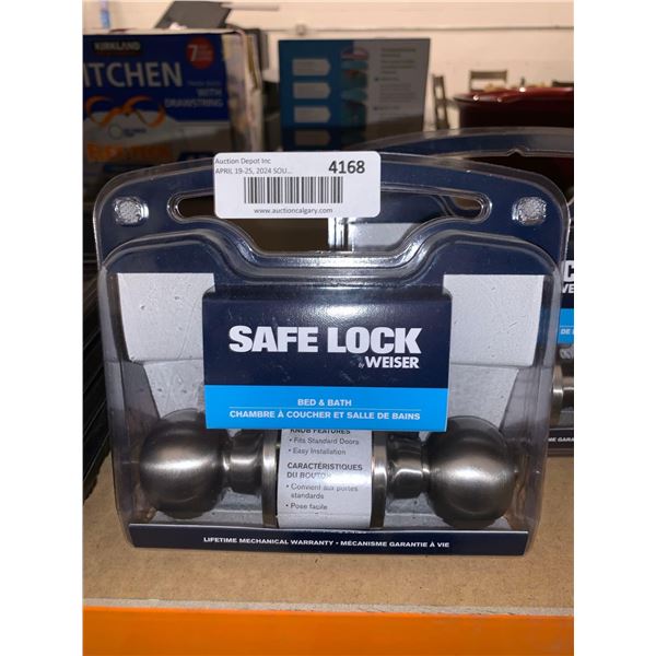 Safe lock by Weiser bedroom & bathroom door handles, lot of 2