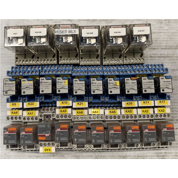 Lot of Misc. Omron, finder, & ABB Relays w/ Bases as Pictured