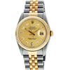 Image 3 : Rolex 36MM Two Tone Yellow Gold And Steel Champagne Diamond Datejust Wristwatch