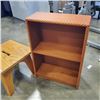 Image 2 : VINTAGE SOLID WOOD SMALL SHELF UNIT, AND SOLID OAK STOOL