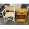 Image 1 : PINE NIGHTSTAND, AND WOODEN DIRECTORS CHAIR