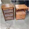 Image 1 : MAPLE NIGHT STAND AND WICKER 3 DRAWER STORAGE UNIT