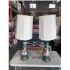 Image 1 : 2 VINTAGE PORCELAIN TABLE LAMPS W/ SHADES