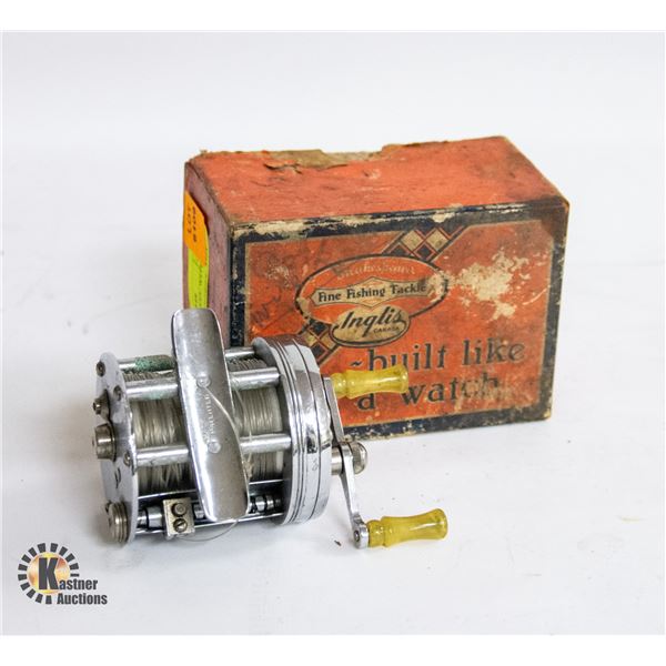 ANTIQUE FISHING REEL WITH BOX