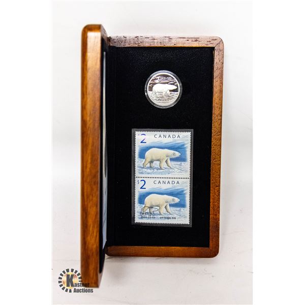 STERLING SILVER CANADA POLAR BEAR COIN IN CASE