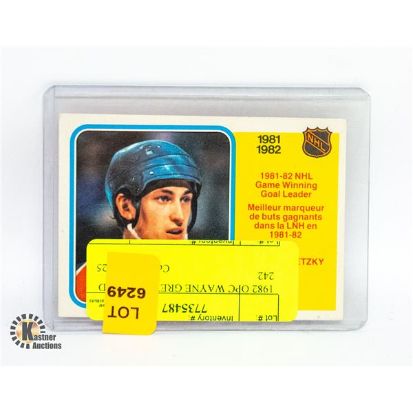 1982 OPC WAYNE GRETZKY CARD 242