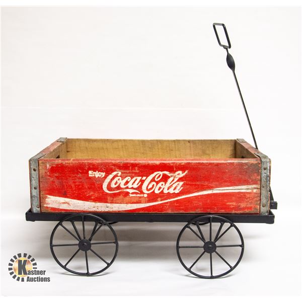 ANTIQUE COKE CRATE W CUSTOM DECOR WAGON