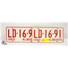 Image 1 : PAIR 1965 ALBERTA LICENSE PLATES