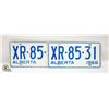 Image 1 : PAIR 1966 ALBERTA LICENSE PLATES